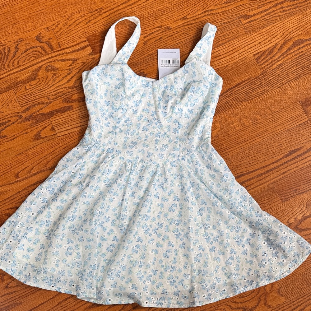 Princess Polly Light Blue and White Floral Fit & Flare Dress - Picture 1 of 3